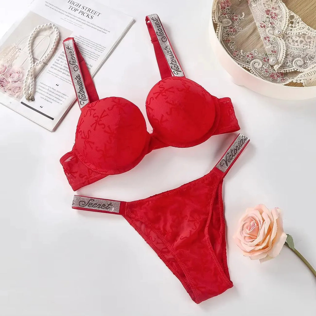 New Bra Panty Set Women Lace Push Up Bralette Seamless Comfortable Breathable Lingerie Home Wear Set Lingerie Set Underwear Set