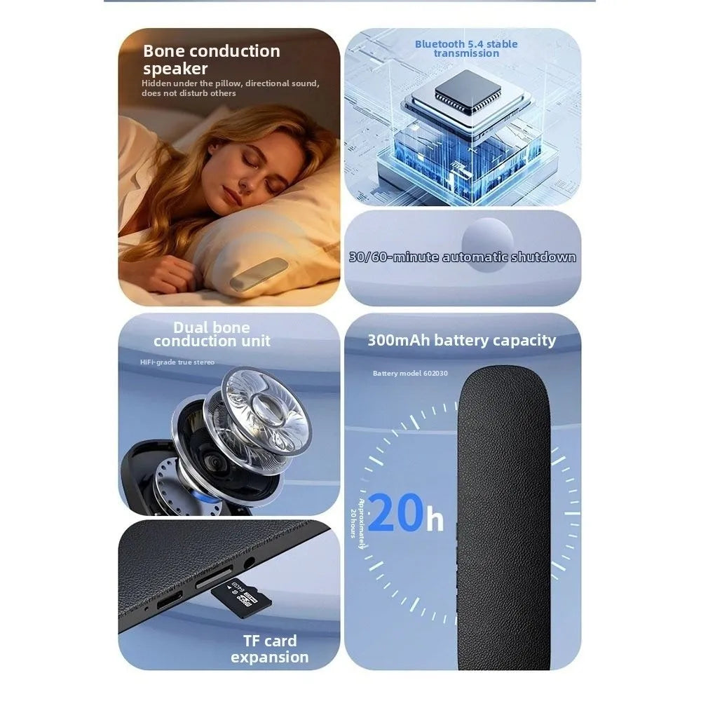Bluetooth 5.4 Under Pillow Speaker With TF Card Slot Timed Shutdown Bone Conduction Speaker Stereo Sound Noise Reduction