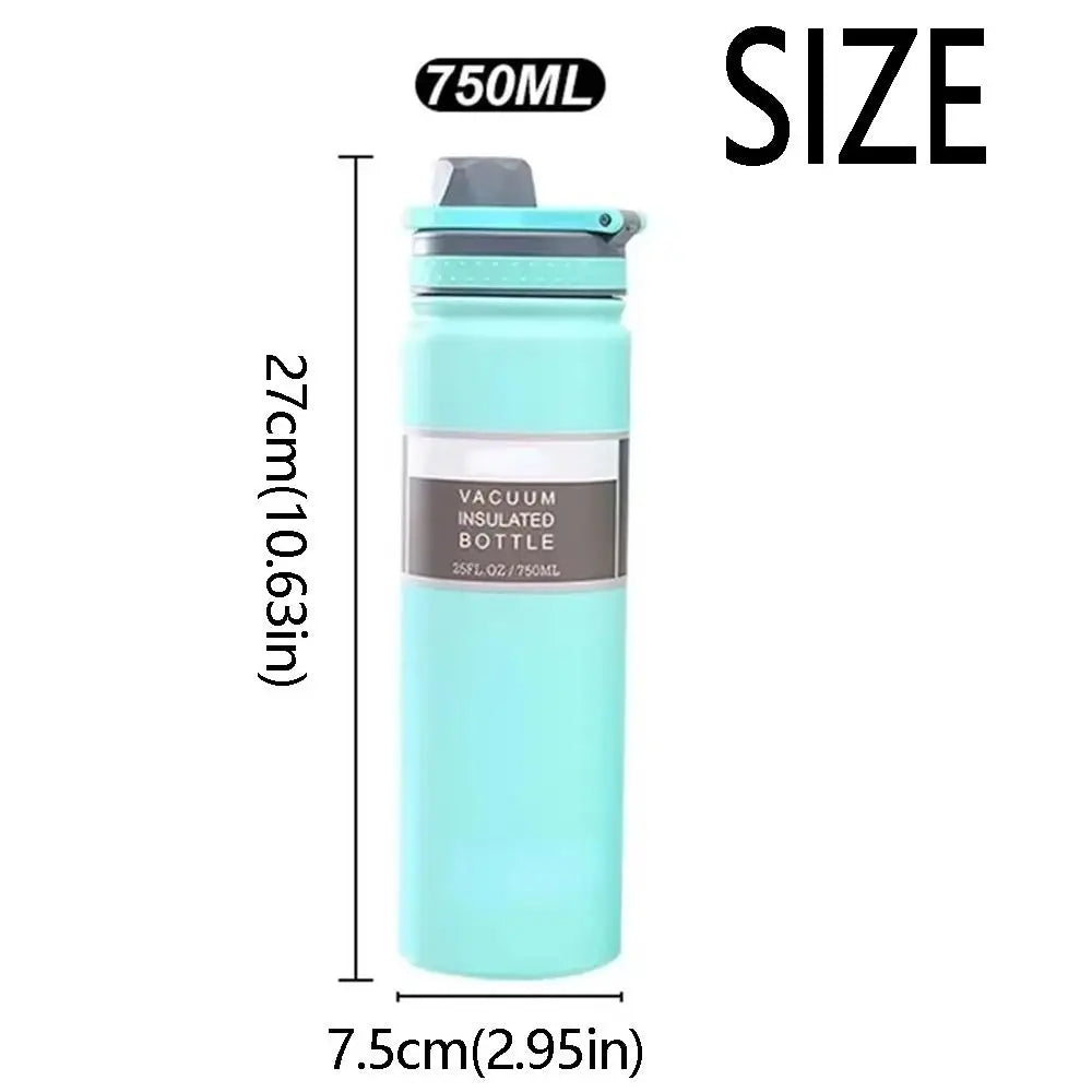 Reusable 750ML Thermal Water Bottle Large Capacity Wide Mouth Sport Thermos Cup Leak Proof Handheld Vacuum Flask Household