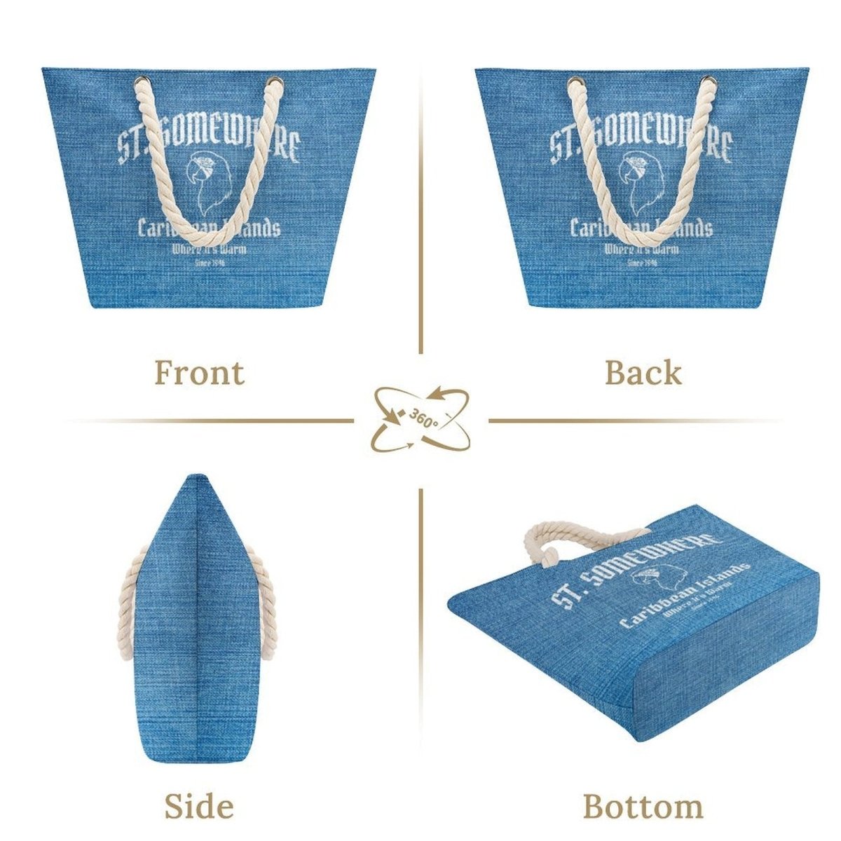 St Somewhere Hemp Rope Tote Bag