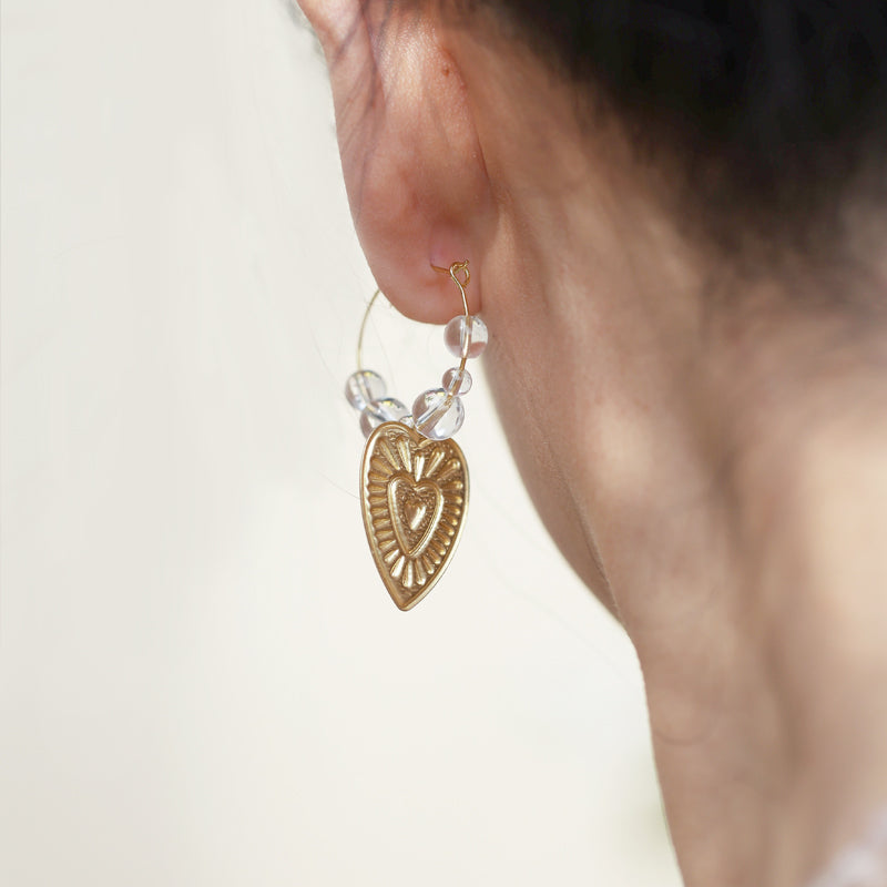 Luminous Heart Hoop Earrings