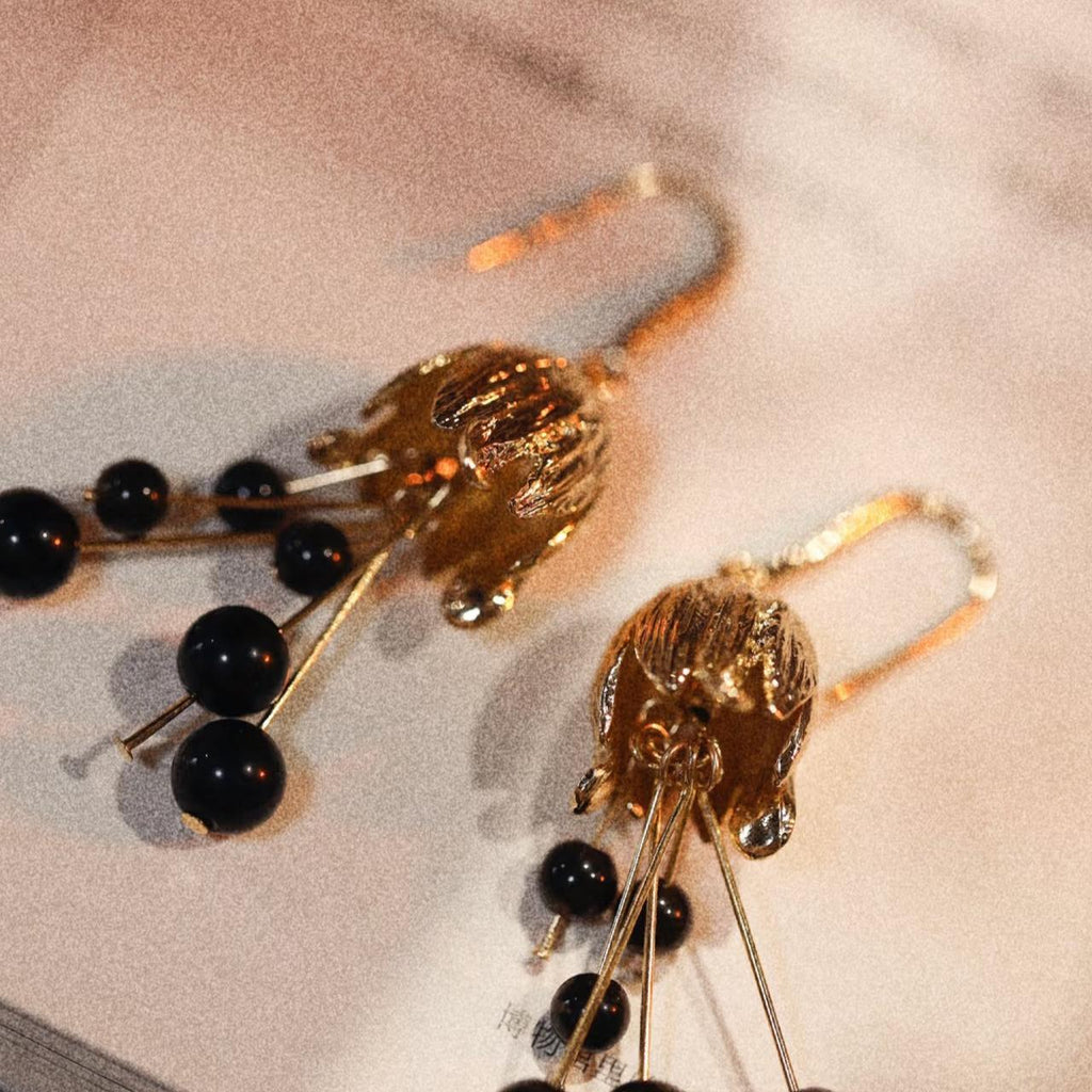 Nocturne Bloom Onyx Earrings