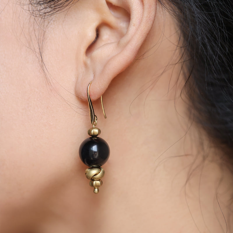 Onyx Knot Drop Earrings