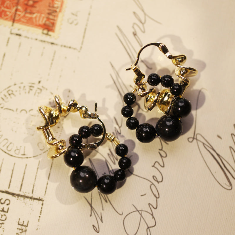 Noir Sculpt Drop Earrings