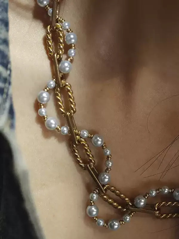 Perle Tressée Pearl Chain Necklace