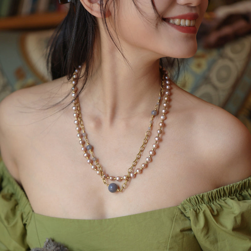 Aurielle Agate & Pearl Necklace