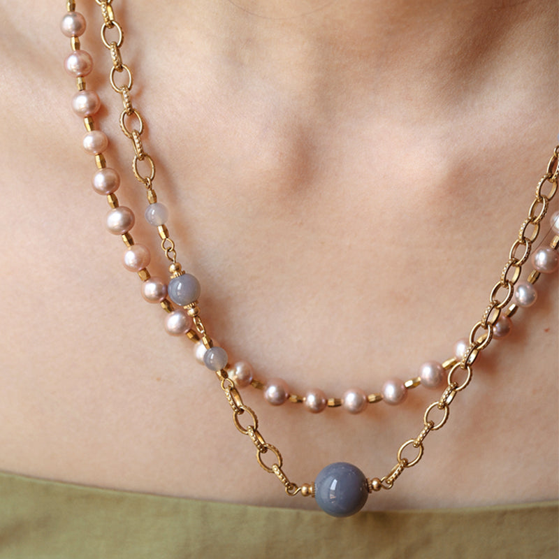 Aurielle Agate & Pearl Necklace