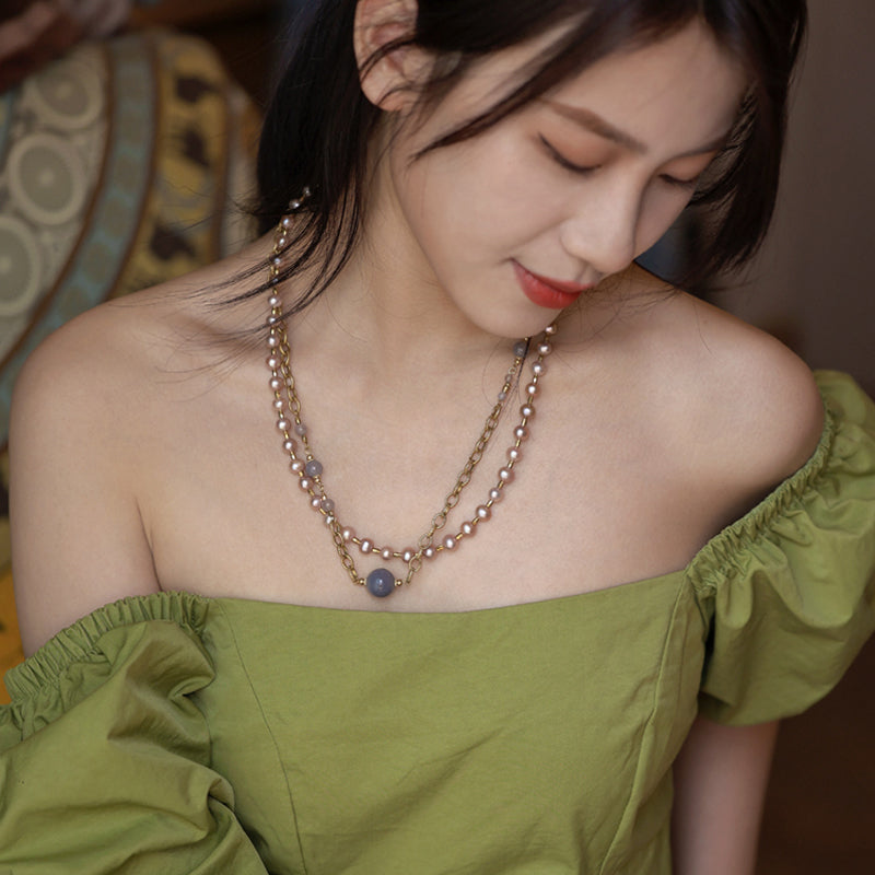 Aurielle Agate & Pearl Necklace