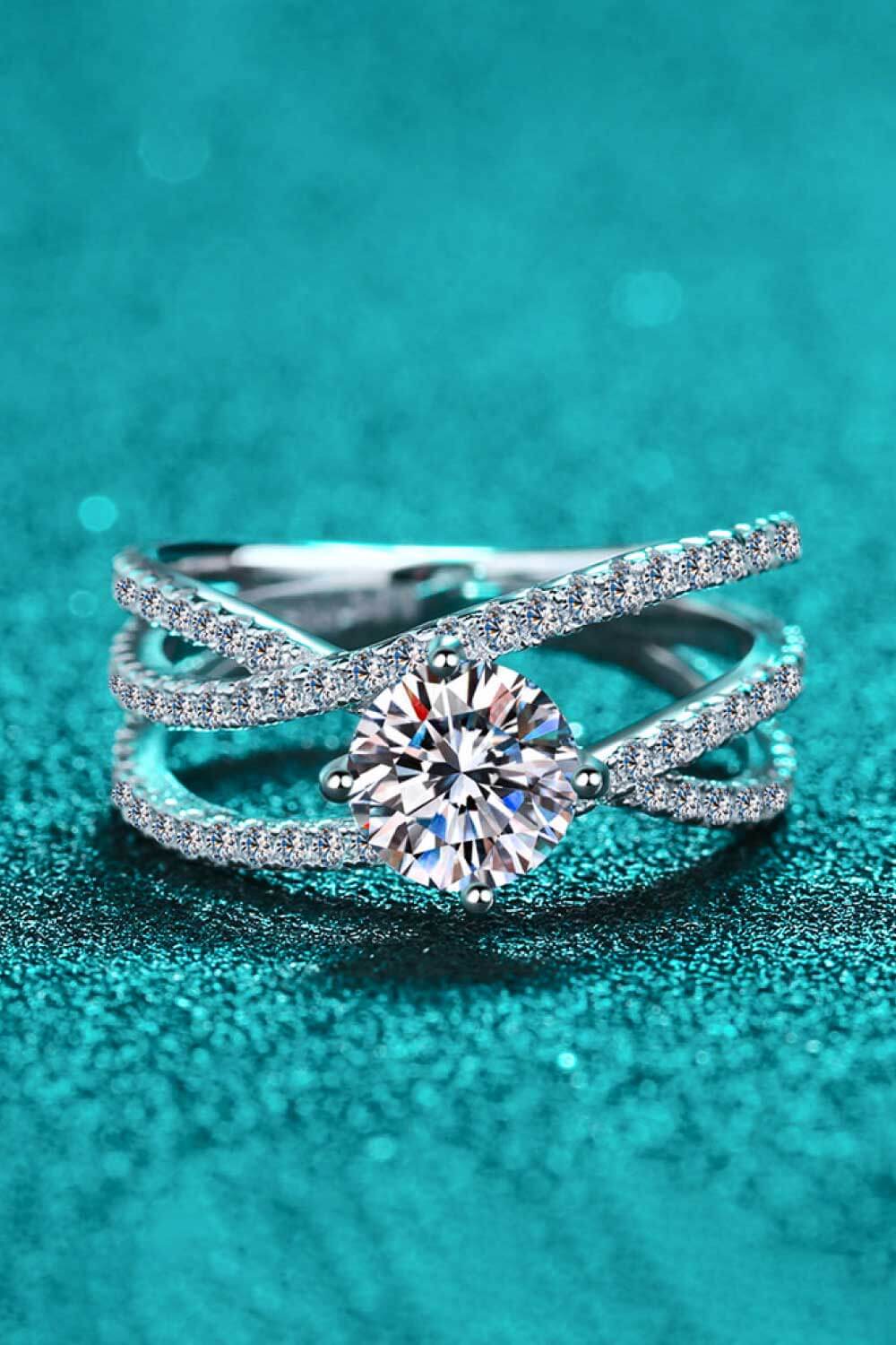 1 Carat Brilliant Round Cut Sparkala™ Crisscross Pure sterling silver Ring