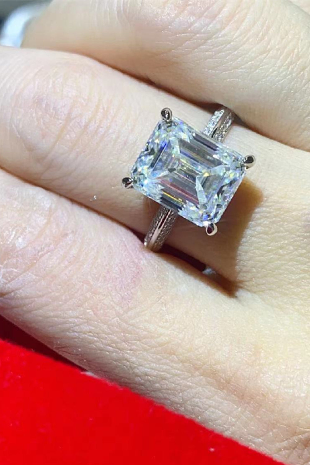 5 Carat Emerald-Cut Sparkala™ Ring (Platinum Over Pure Sterling Silver)