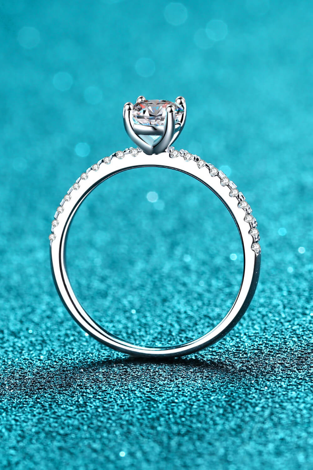 Rhodium Over Pure Sterling Silver Inlaid 1 Carat Oval-Cut Sparkala™ Ring