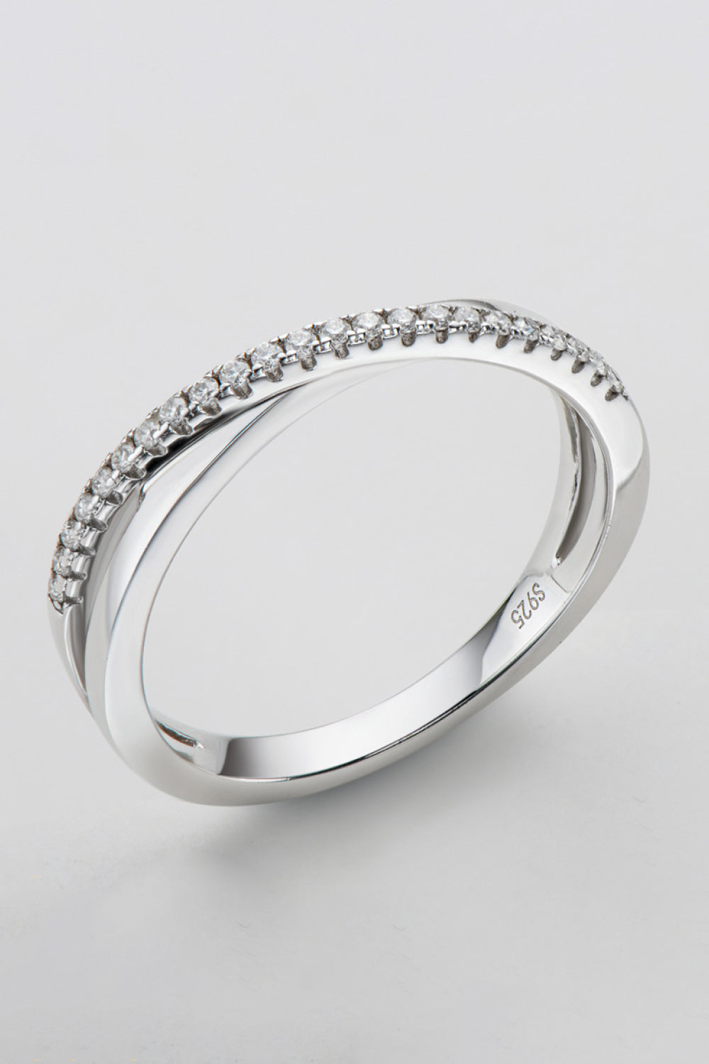 Platinum Over Pure Sterling Silver Crisscross Sparkala™ Ring