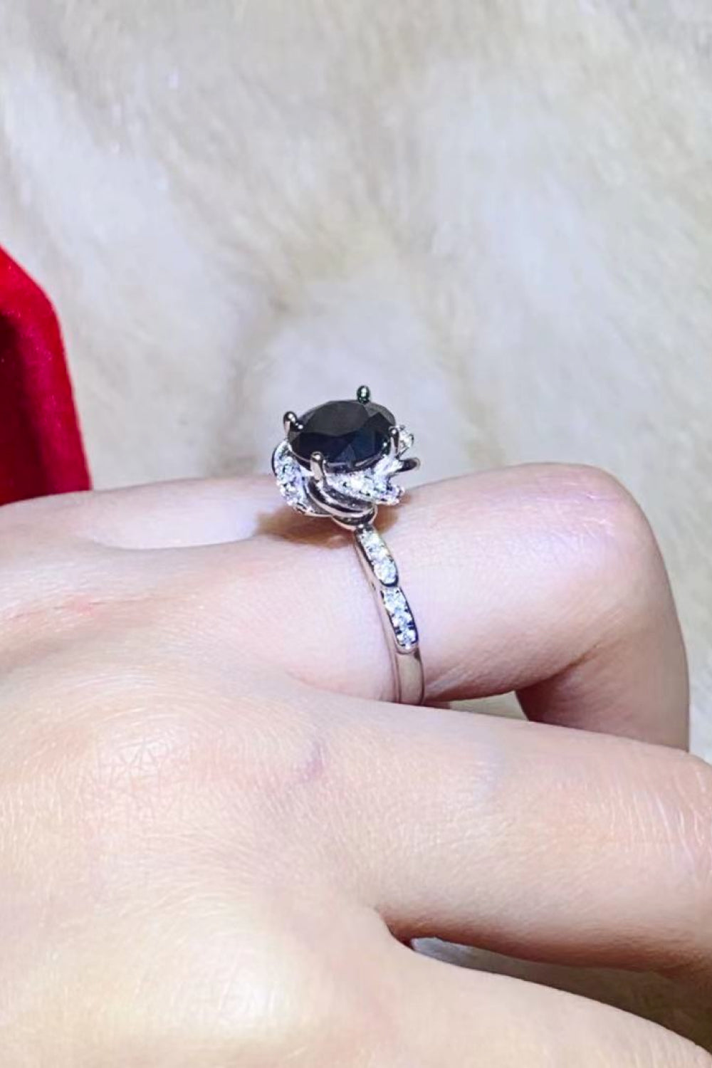2 Carat Black Black Sparkala™ Floral Ring