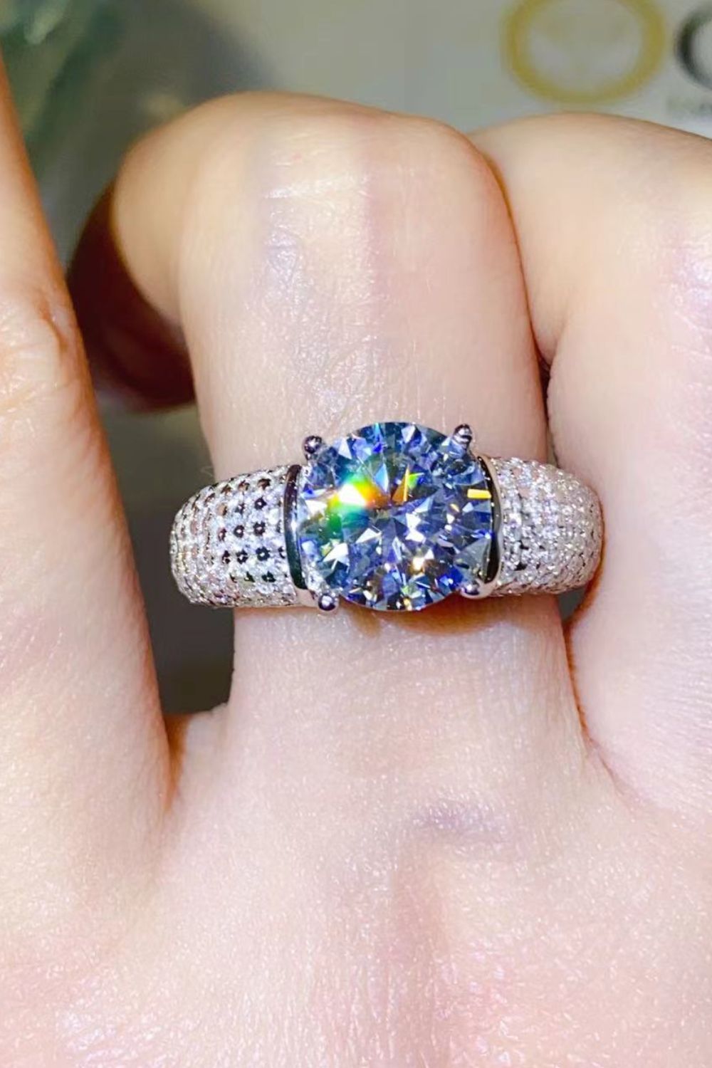 3 Carat Green Sparkala™ Side Stone Ring