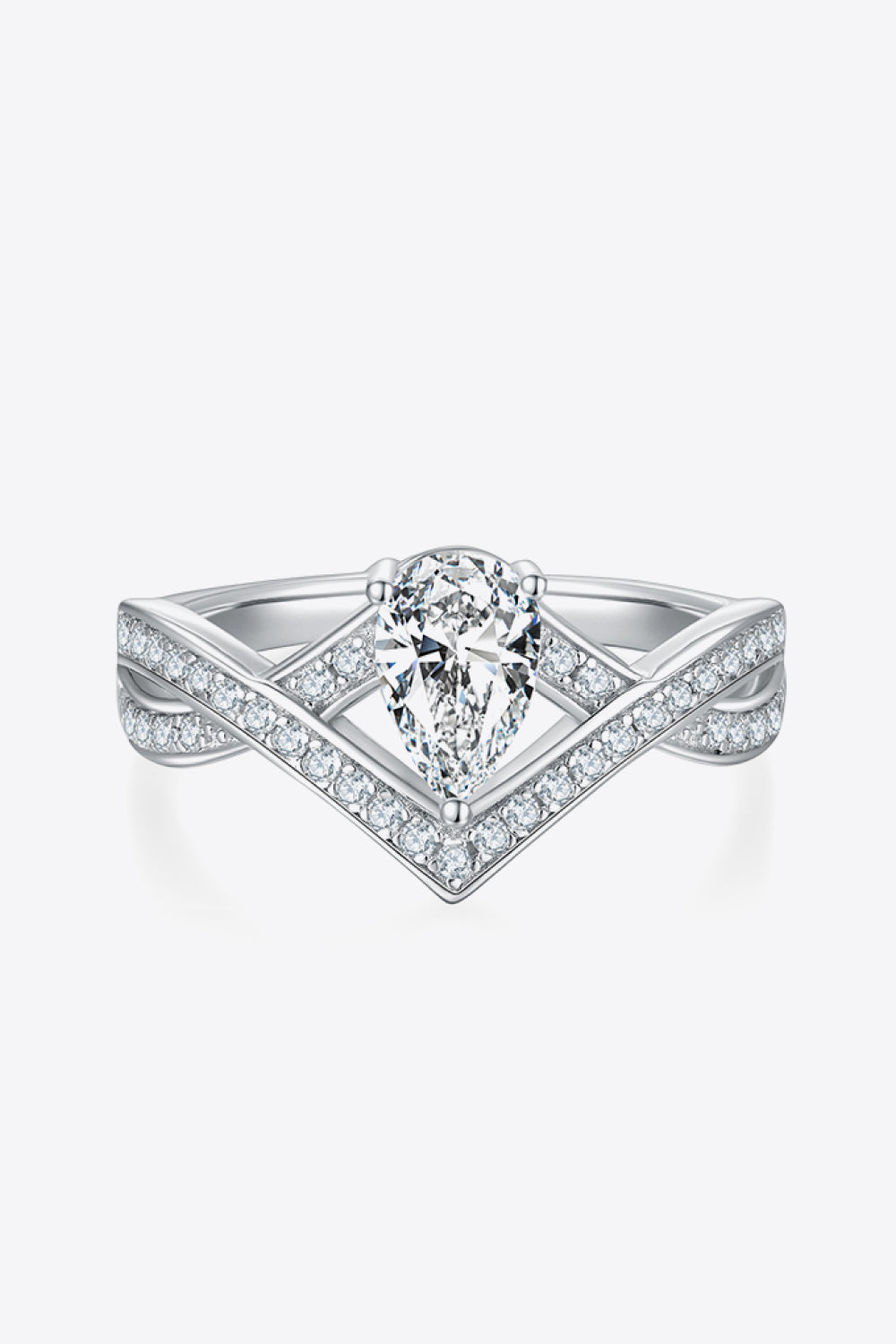 1 Carat Pear-Cut Sparkala™ Teardrop Platinum Over Pure Sterling Silver Ring