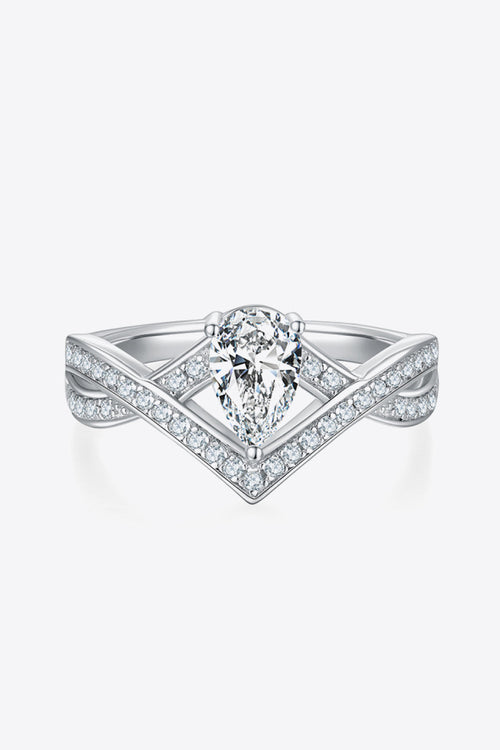 1 Carat Pear-Cut Sparkala™ Teardrop Platinum Over Pure Sterling Silver Ring