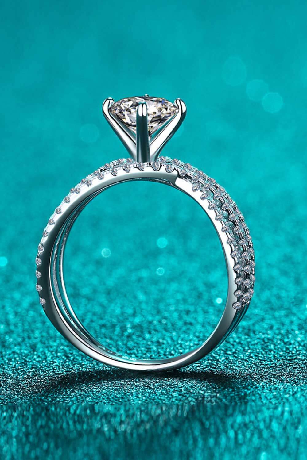 1 Carat Brilliant Round Cut Sparkala™ Crisscross Pure sterling silver Ring