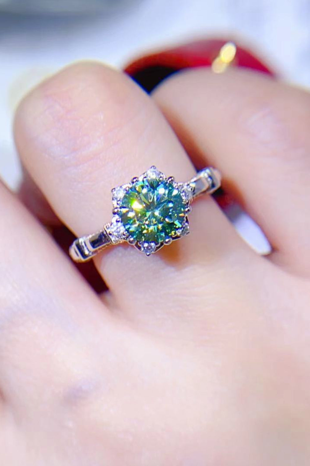 1 Carat Green Sparkala™ Platinum Over Pure Sterling Silver Ring (Green or White)