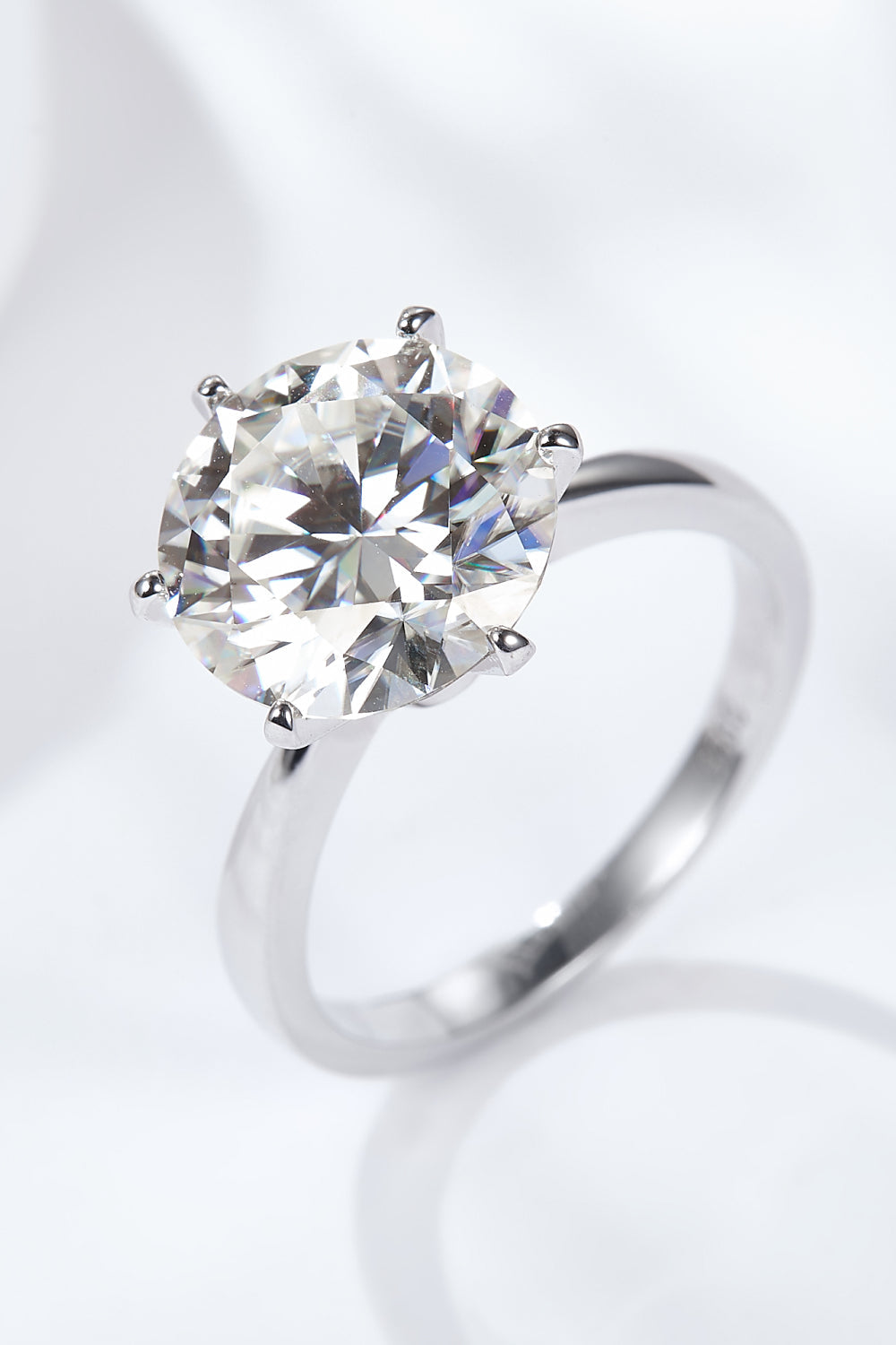 Platinum-Plated 5 Carat Brilliant Round Cut Sparkala™ Solitaire Ring