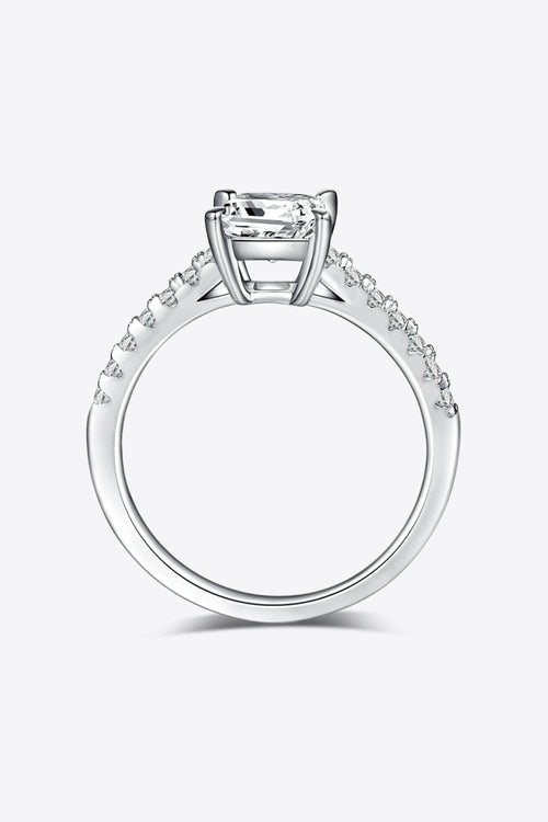 1.21 Carat Princess-Cut Sparkala™ Side Stone Ring (Platinum Over Pure Sterling Silver)