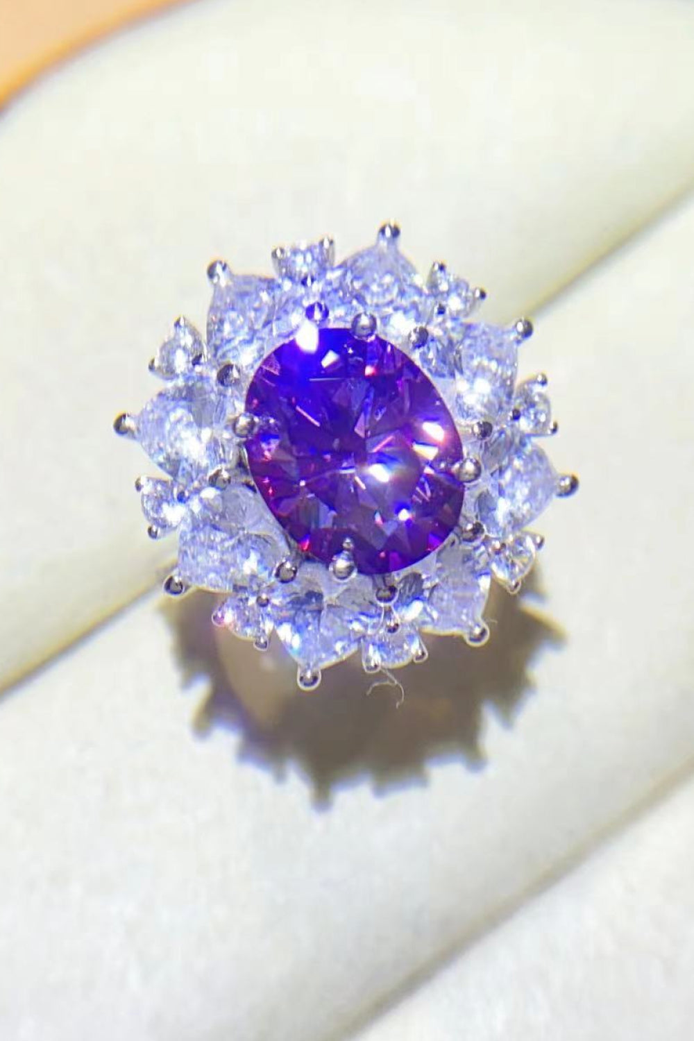 3 Carat Purple Oval-Cut Sparkala™ Platinum Over Pure Sterling Silver Ring