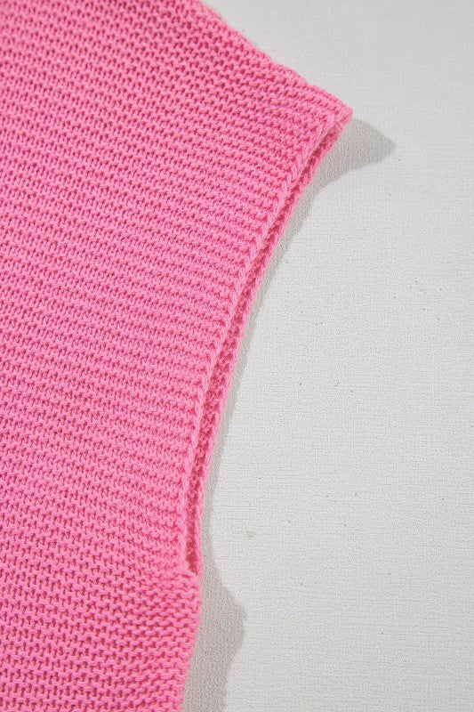 Solid Short Sleeve Side Slit Sweater Tee
