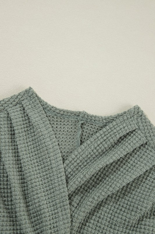 Waffle Knit Open Front Cardigan