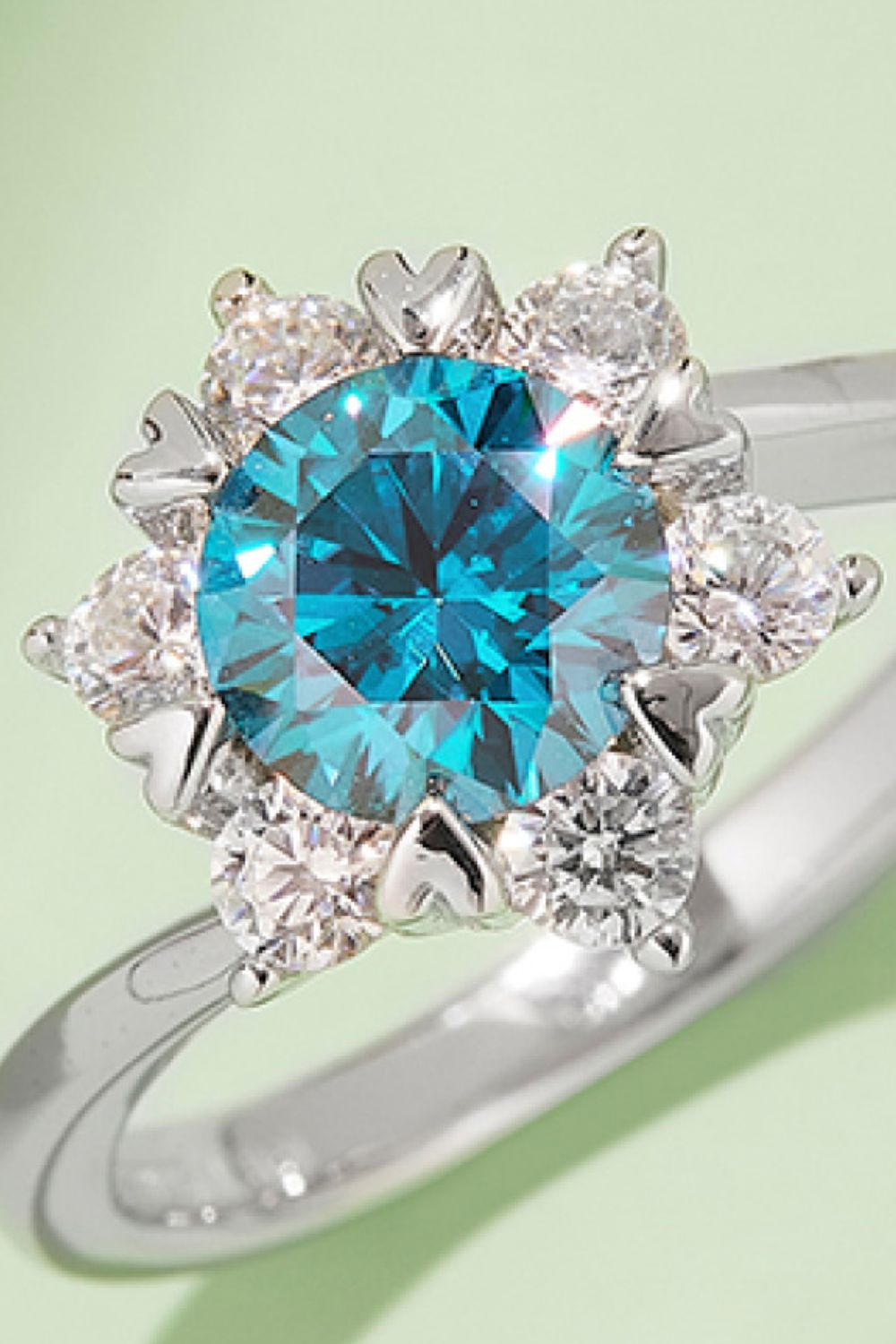 1 Carat Brilliant Round Cut Sparkala™ Platinum Over Pure Sterling Silver Cluster Ring (Yellow, Pink, or Blue)