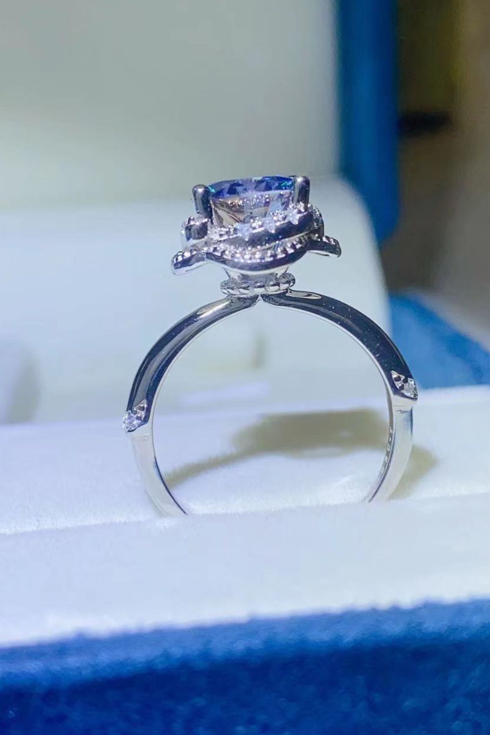 2 Carat Blue Sparkala™ Contrast Platinum Over Pure Sterling Silver Ring