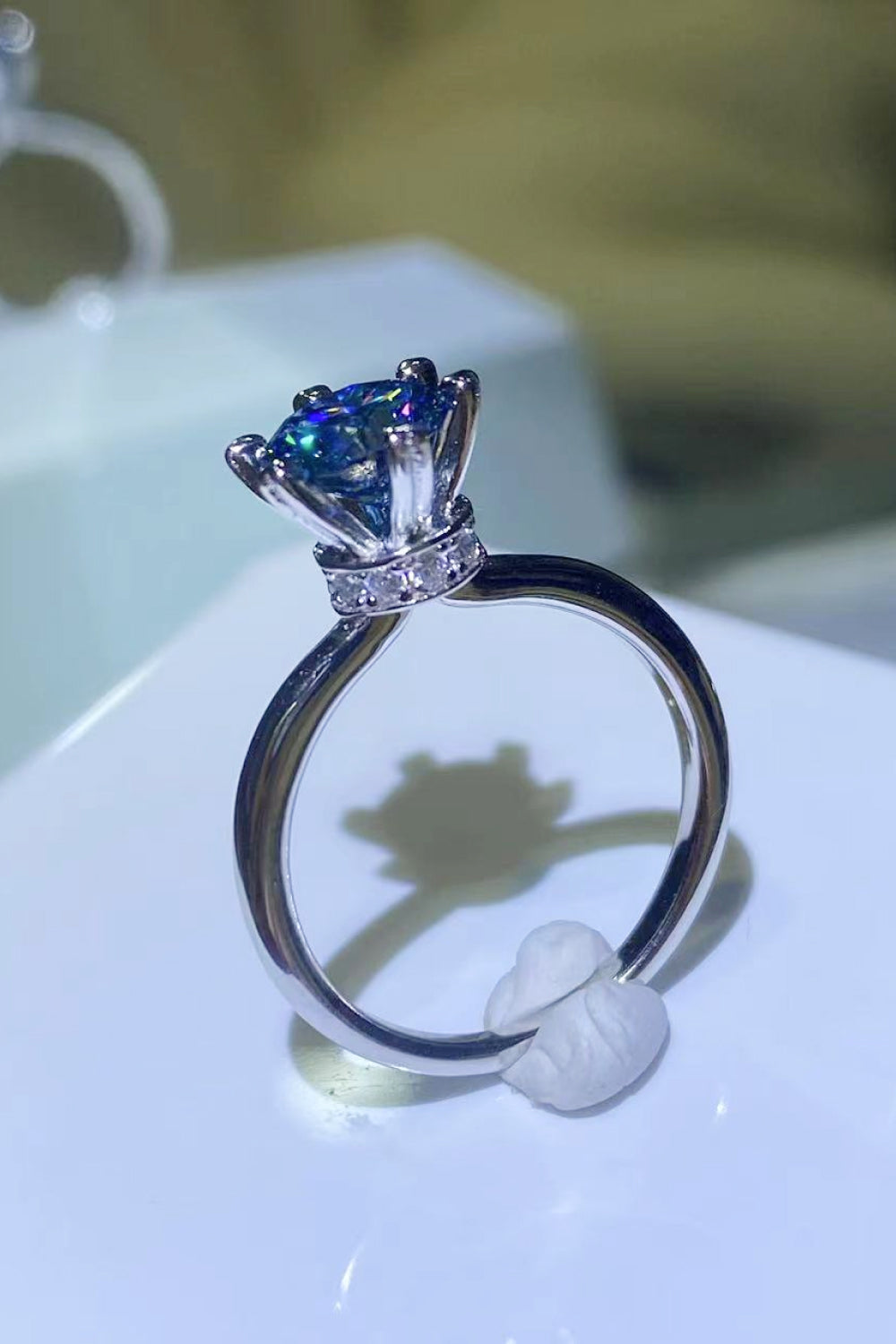 1 Carat Blue Brilliant Round Cut Sparkala™ 6-Prong Solitaire Ring (Platinum Over Pure Sterling Silver)