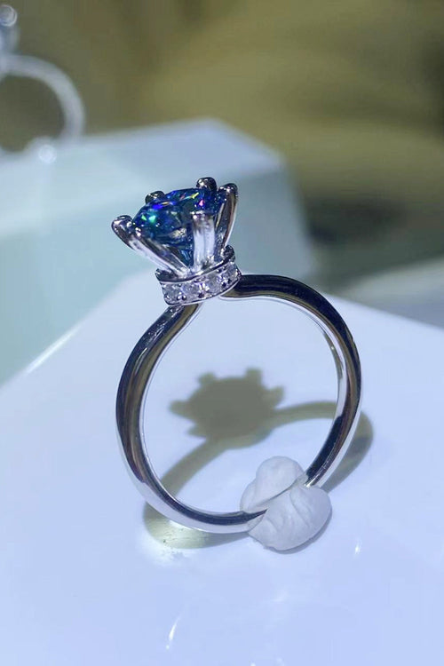 1 Carat Blue Brilliant Round Cut Sparkala™ 6-Prong Solitaire Ring (Platinum Over Pure Sterling Silver)