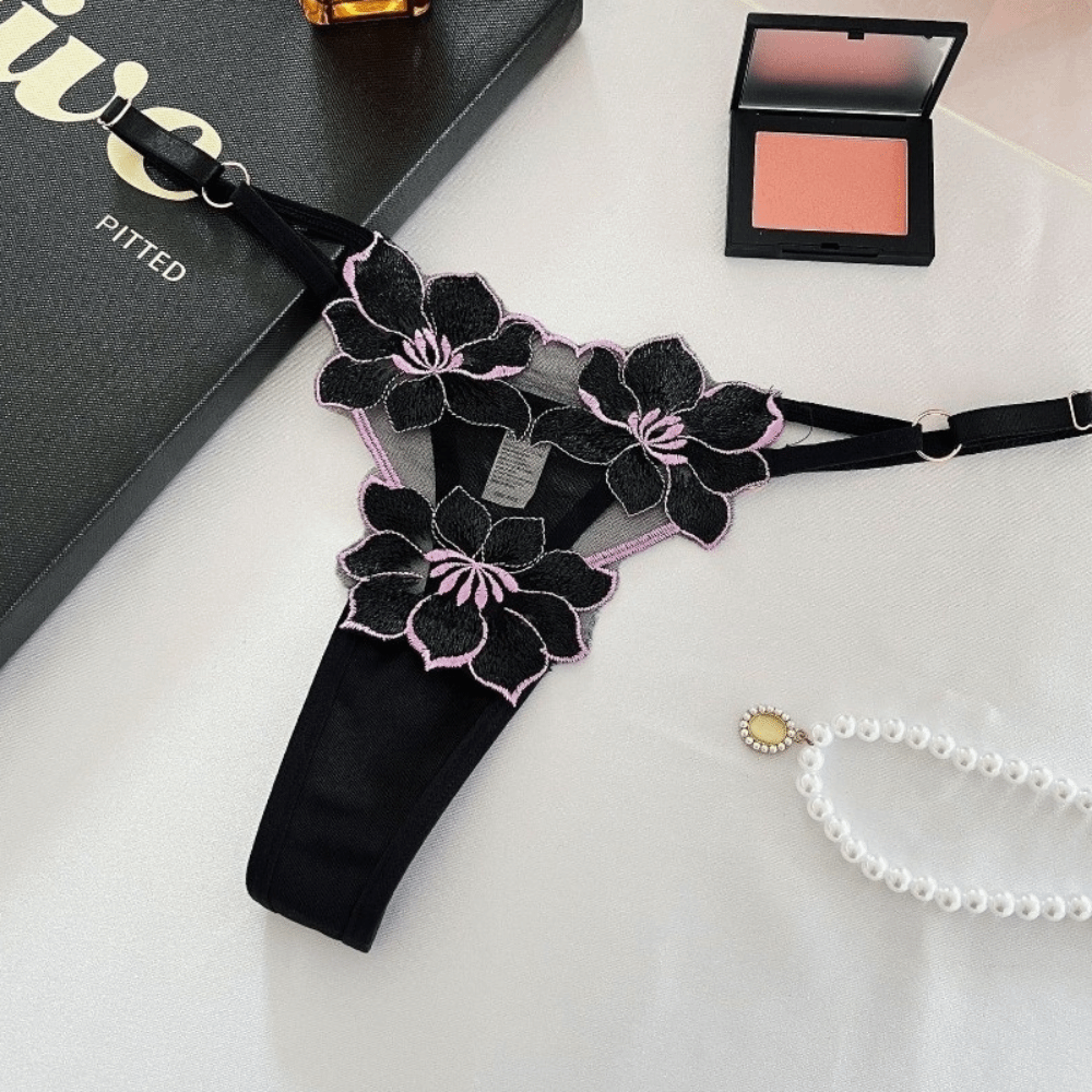Lingerie Temptation Flower Transparent Embroidery For Girls Korean Underwear Women Panties T Back Thongs String Briefs