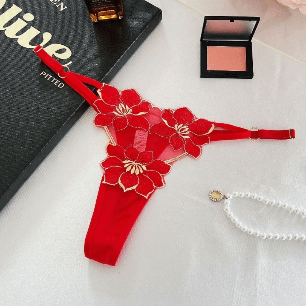 Lingerie Temptation Flower Transparent Embroidery For Girls Korean Underwear Women Panties T Back Thongs String Briefs