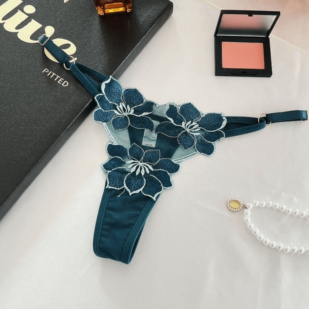Lingerie Temptation Flower Transparent Embroidery For Girls Korean Underwear Women Panties T Back Thongs String Briefs