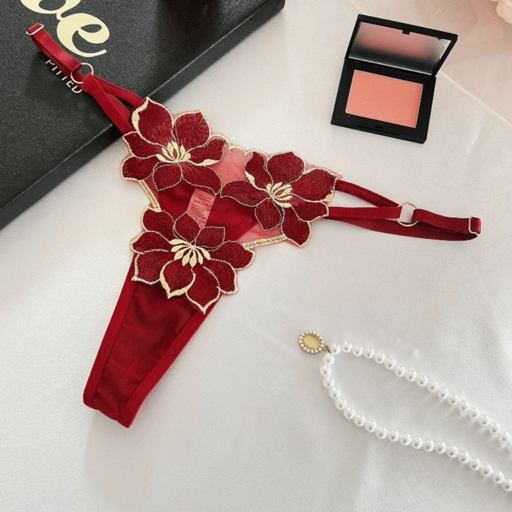Lingerie Temptation Flower Transparent Embroidery For Girls Korean Underwear Women Panties T Back Thongs String Briefs