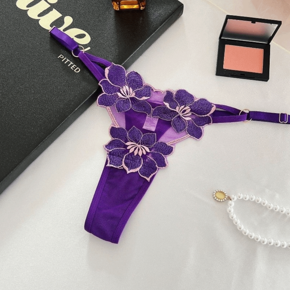 Lingerie Temptation Flower Transparent Embroidery For Girls Korean Underwear Women Panties T Back Thongs String Briefs