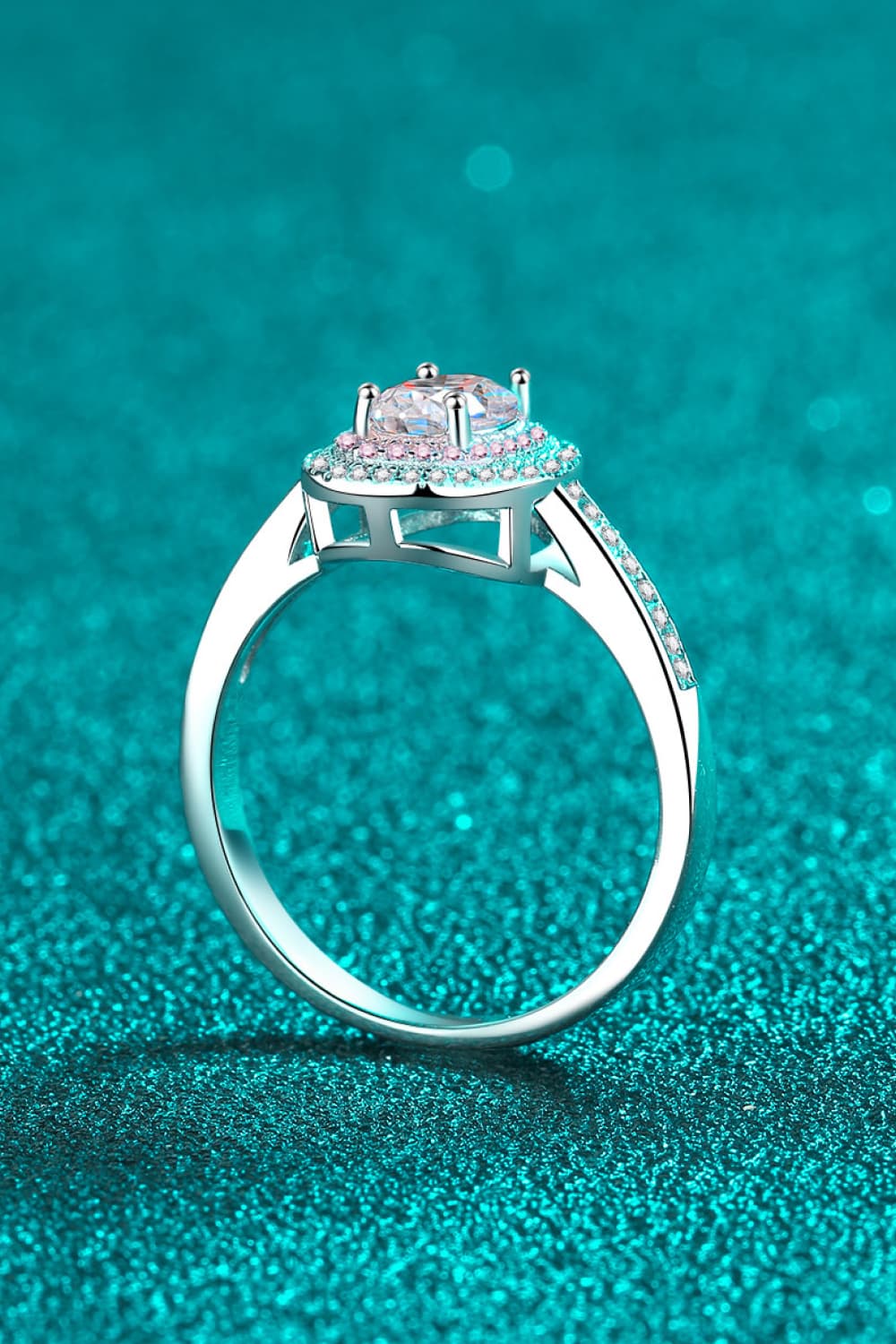 1 Carat Pink Oval-Cut Sparkala™ 925 Sterling Silver Halo Ring