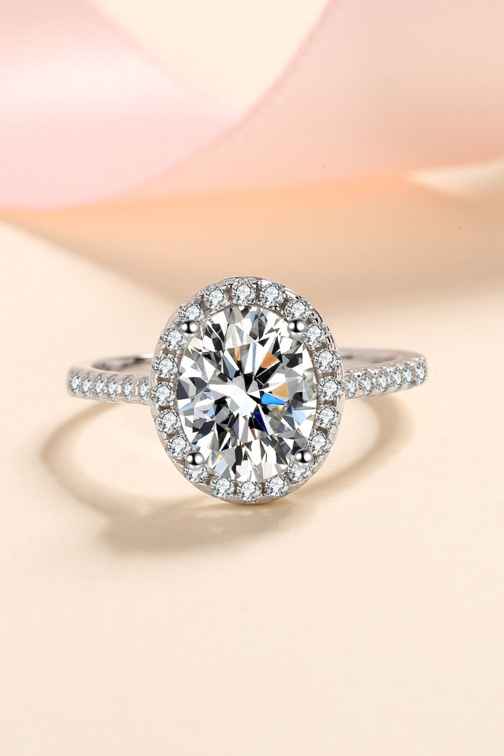 2 Carat Oval-Cut Sparkala™ 925 Sterling Silver Halo Ring