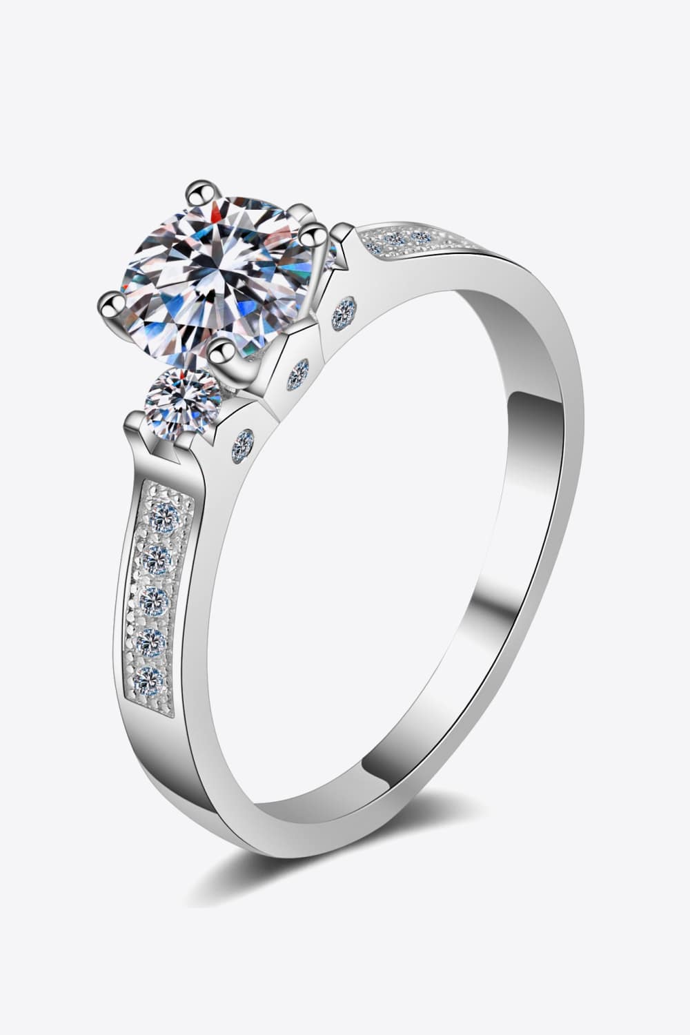 Lucky Charm Brilliant Round Cut Sparkala™ Rhodium-Plated Ring