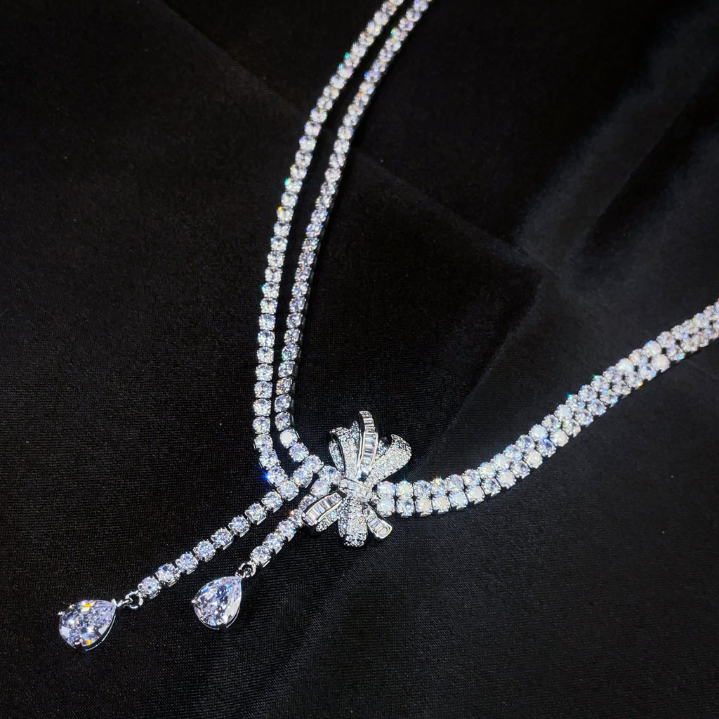 Elizabeth - Bow Crystal Necklace & Bracelet