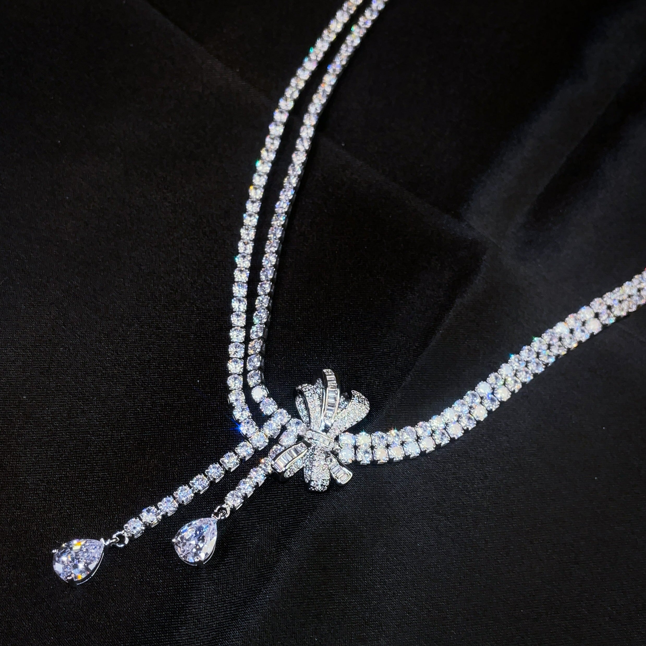 Elizabeth - Bow Crystal Necklace & Bracelet