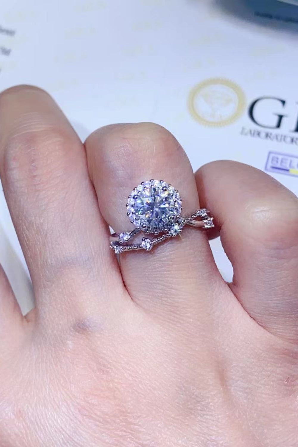 1 Carat Green Sparkala™ Platinum-Plated Ring