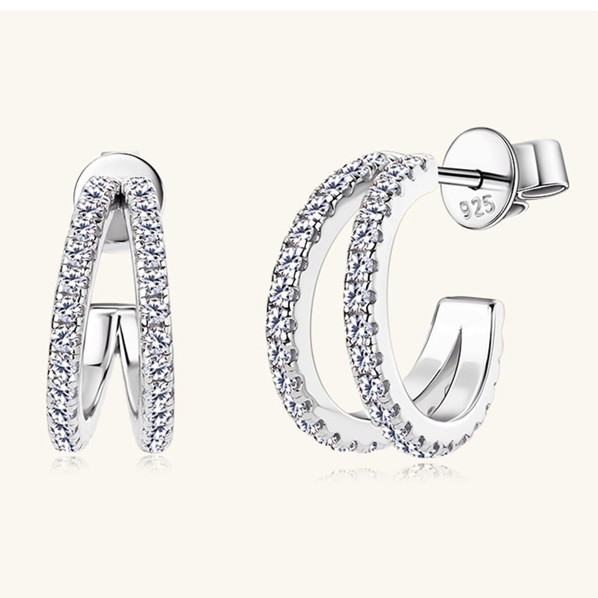 Sparkala™ Pure Sterling Silver C-Hoop Earrings