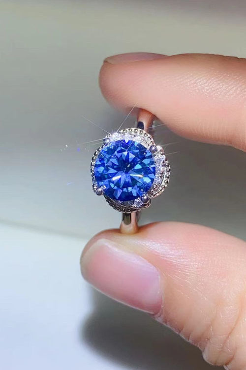 2 Carat Blue Sparkala™ Contrast Platinum Over Pure Sterling Silver Ring