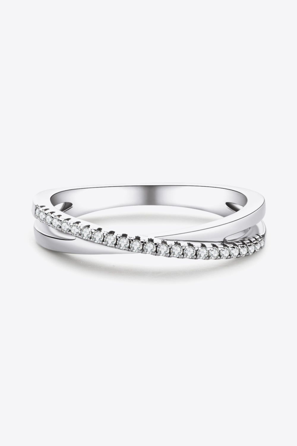 Platinum Over Pure Sterling Silver Crisscross Sparkala™ Ring