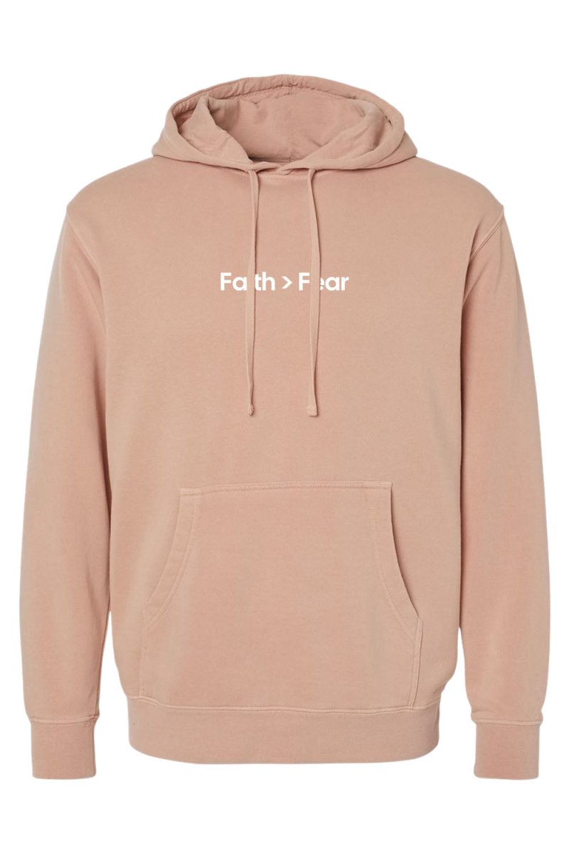 Faith > Fear Unisex Pigment-Dyed Hoodie Sweatshirt