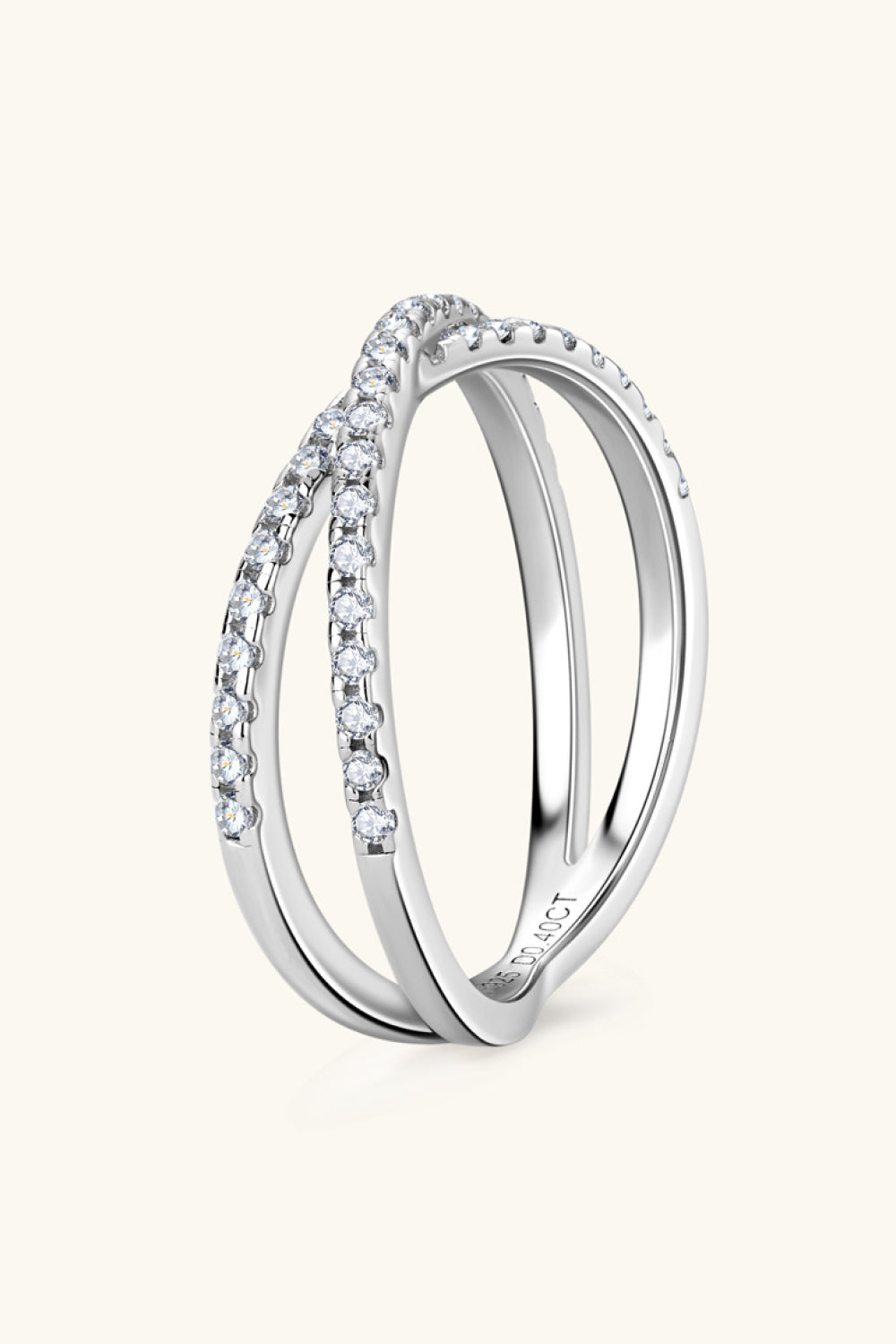 Sparkala™ Platinum Over Pure Sterling Silver Crisscross Ring