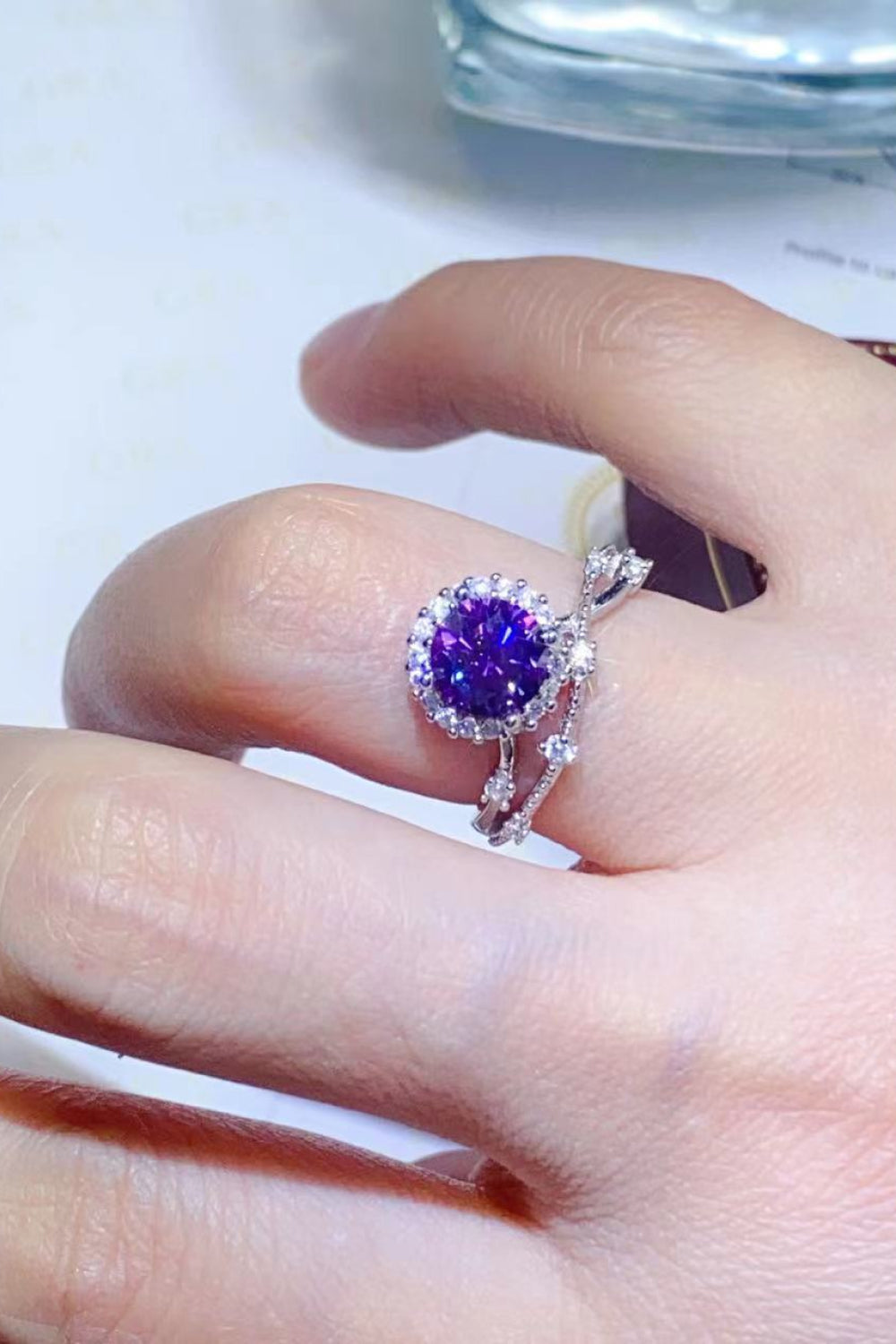 1 Carat Blue Brilliant Round Cut Sparkala™ Platinum Over Pure Sterling Silver Ring (Blue Or Purple)