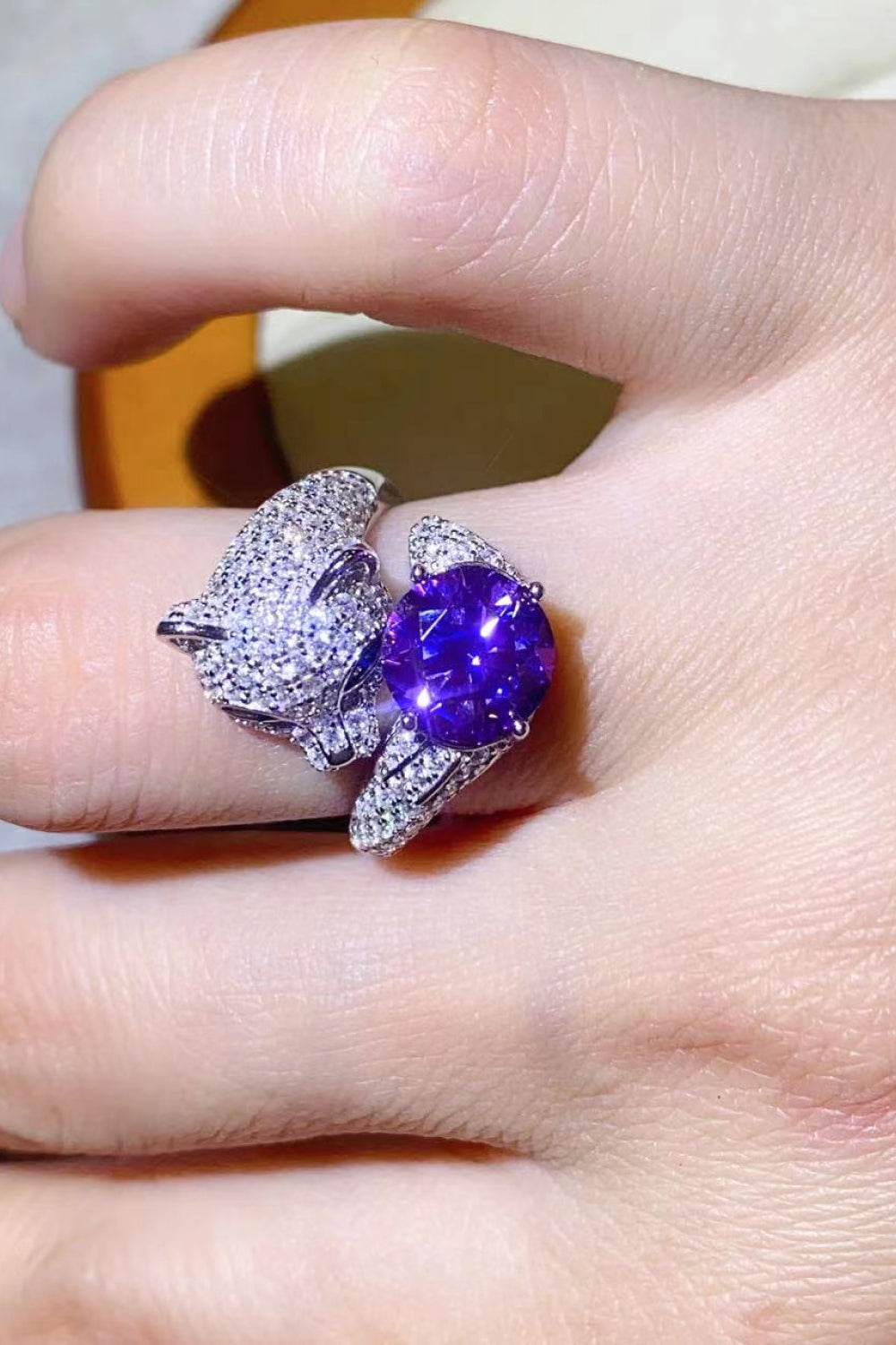 2 Carat Blue Sparkala™ Adjustable Animal Bypass Ring (Platinum Over Pure Sterling Silver)