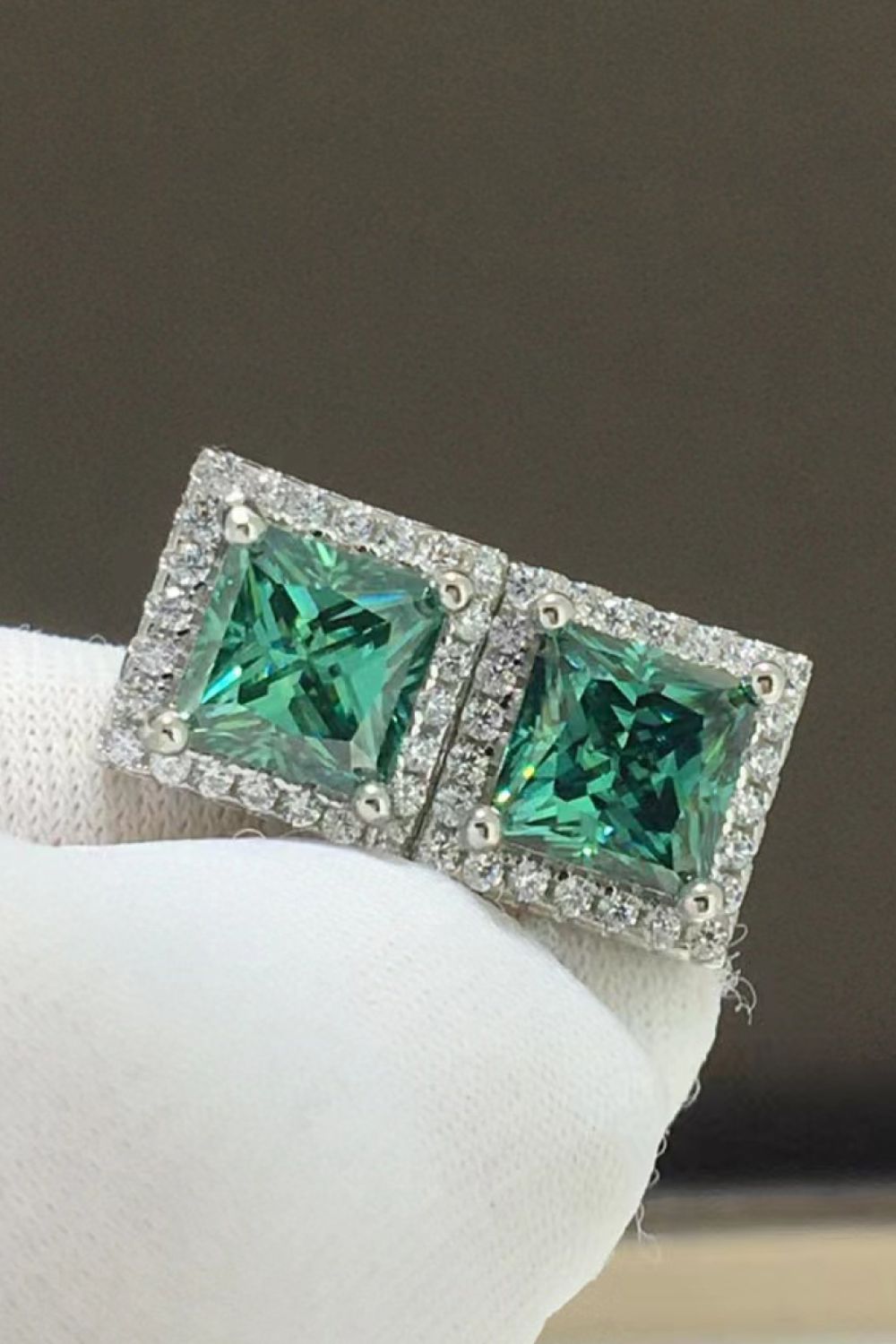 2 Carat Sparkala™ Square Stud Earrings (Platinum-Plated Fine Silver)